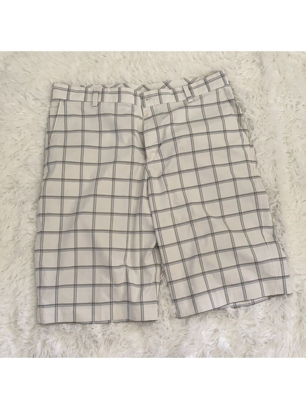 Nike white blue gray plaid hybrid golfers shorts